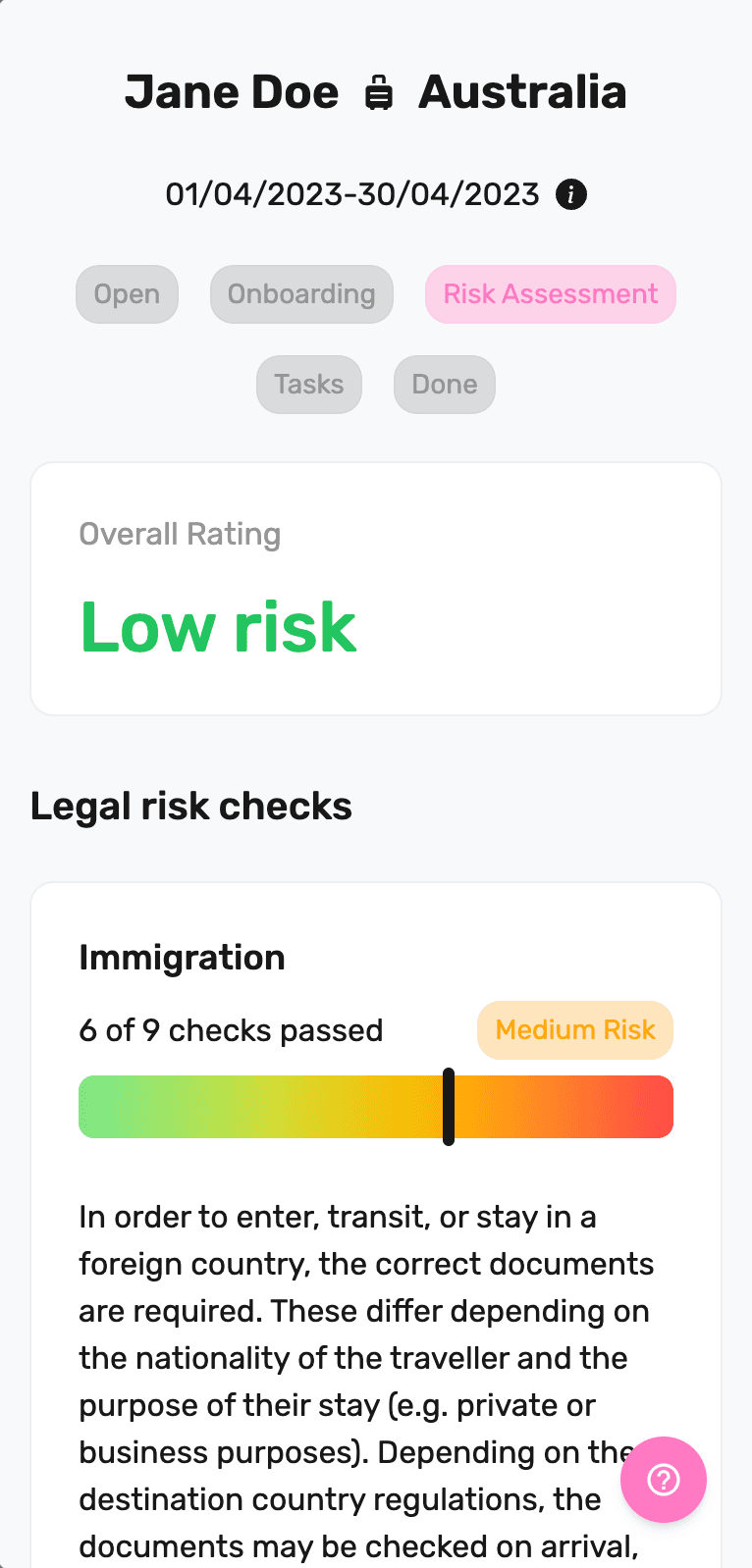Preview of the Vamoz Mobile App Risk Assessment