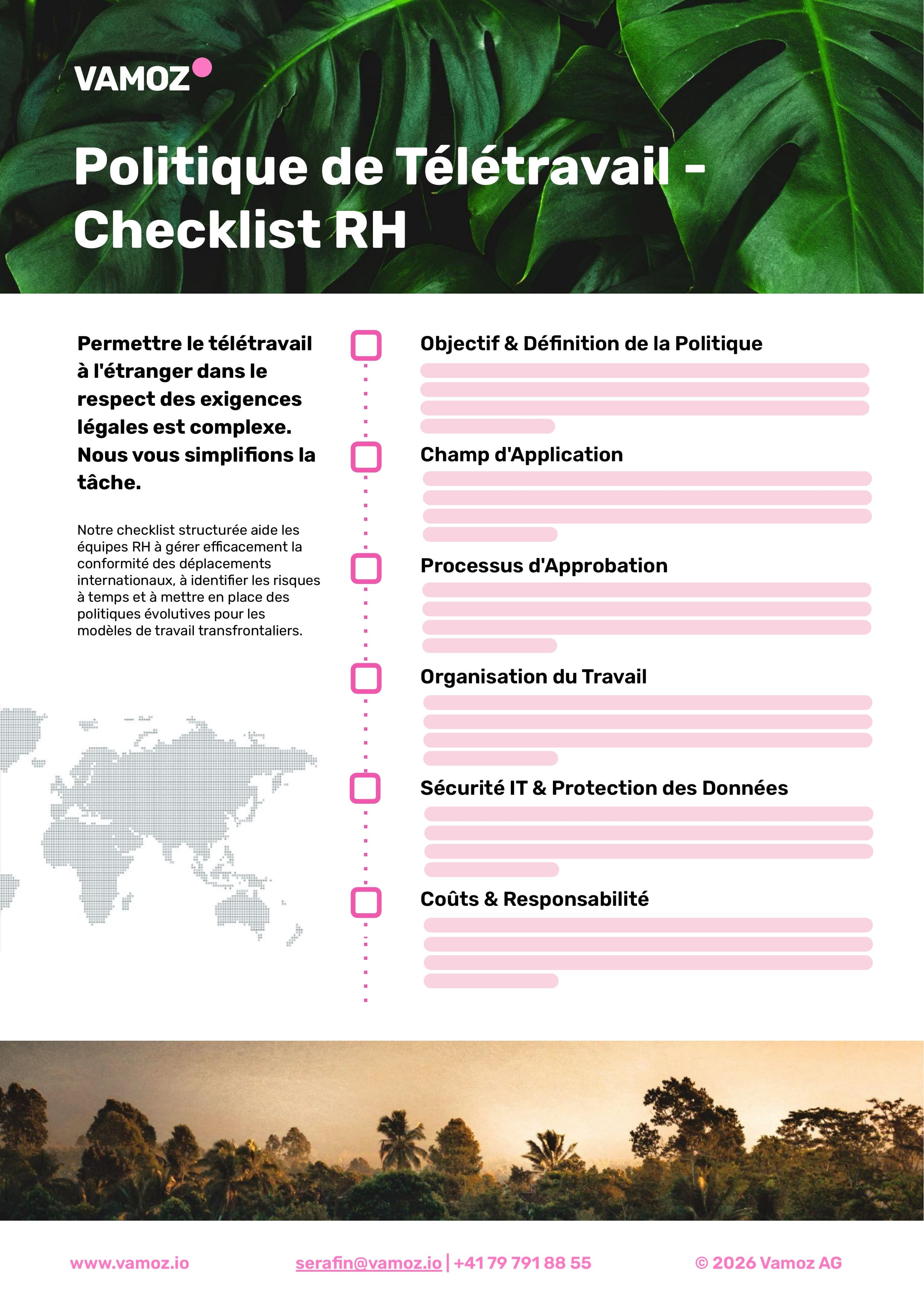 Aperçu de la checklist RH française pour politique de télétravail