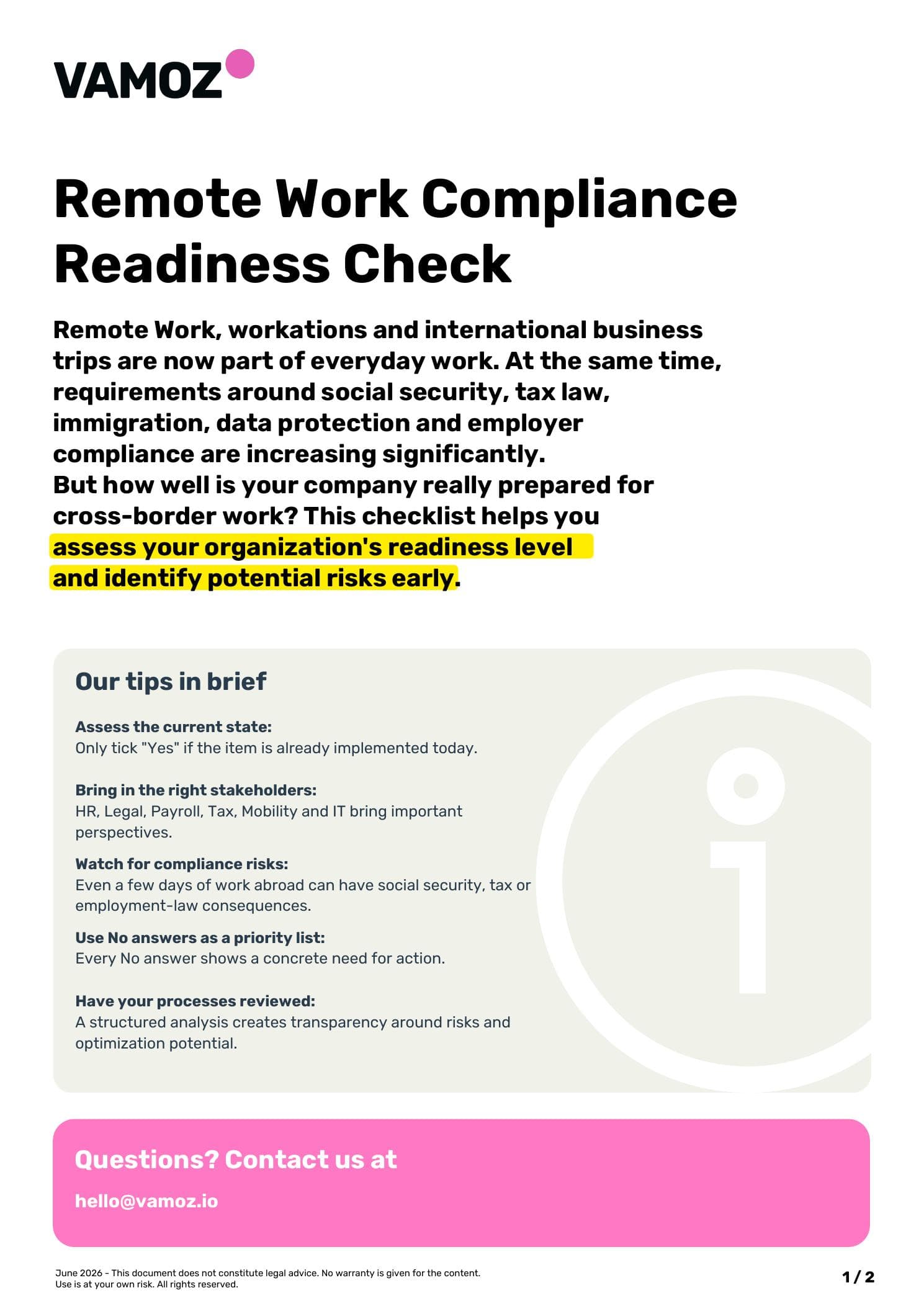 Preview of the English Remote Work Compliance Readiness Check