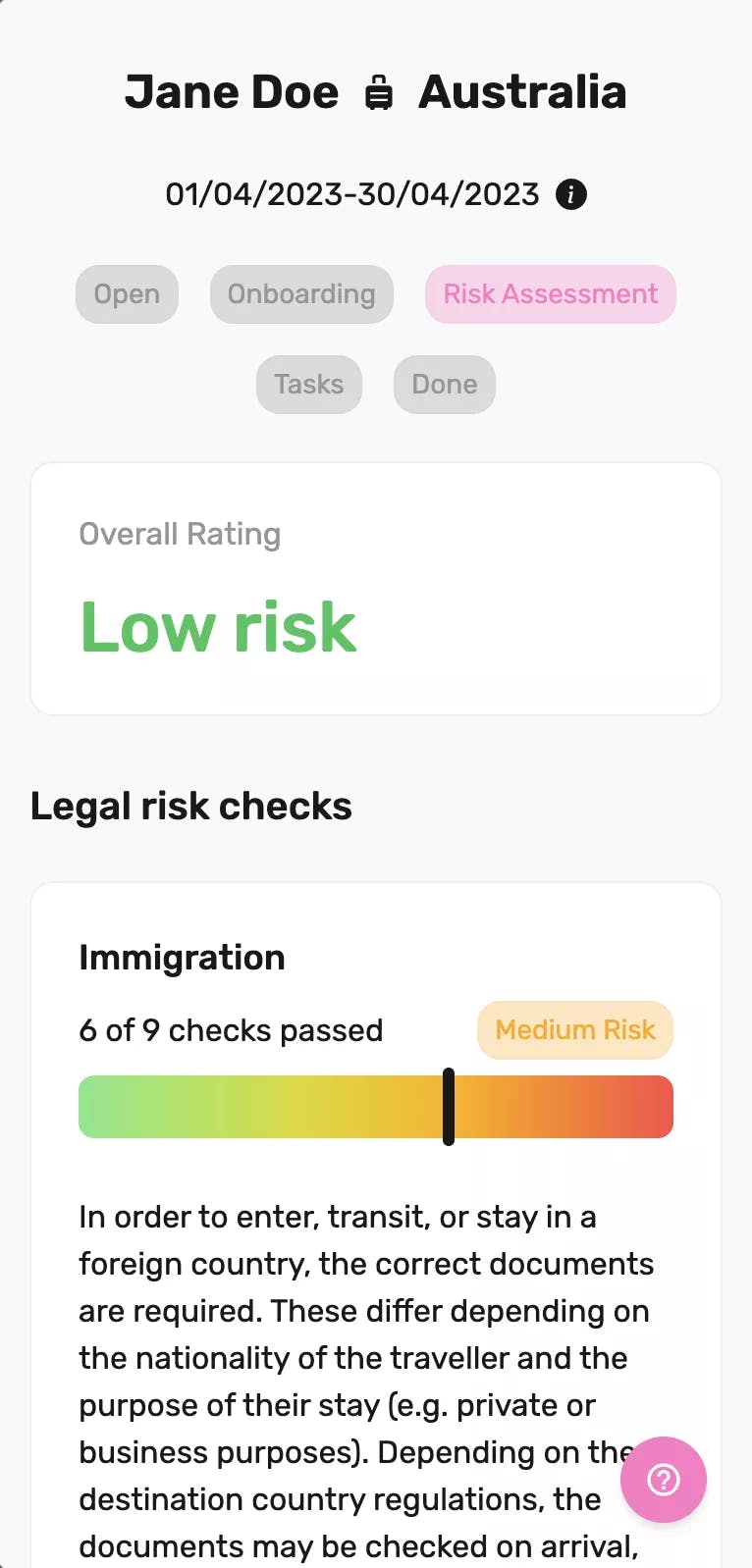 Preview of the Vamoz Mobile App Risk Assessment